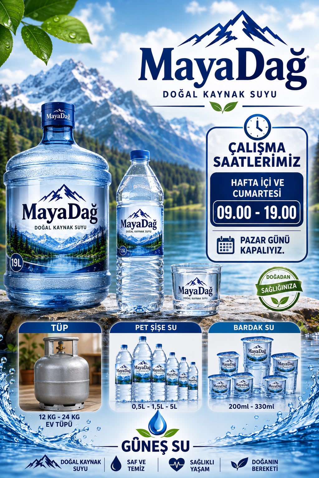 Mayadağ Pet Şişe Su Çeşitleri - 0.5L 1.5L 5L